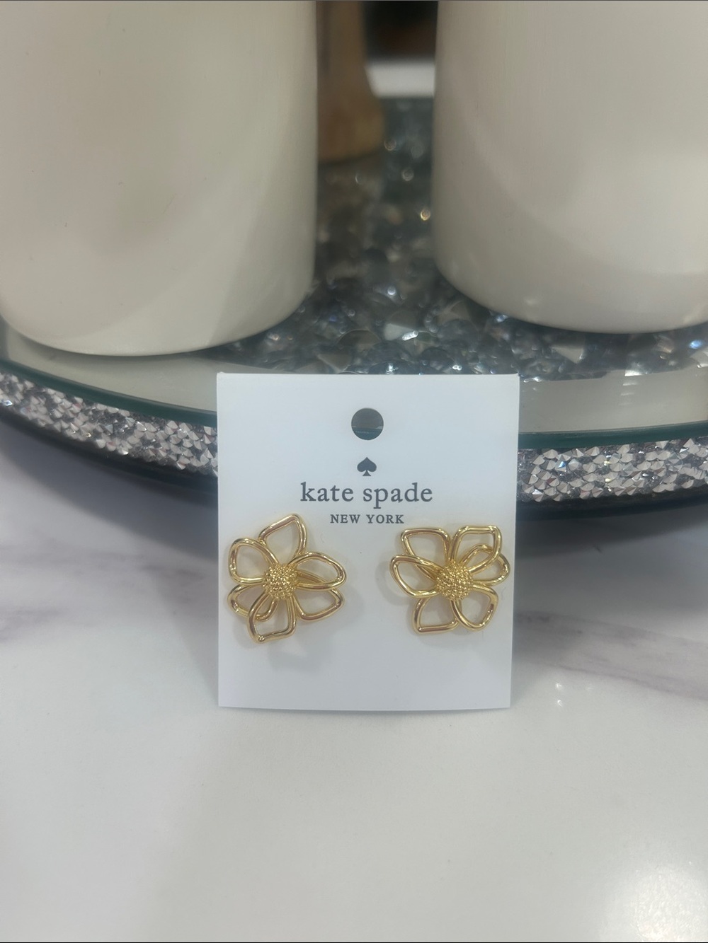 kate spade gold open-petal floral stud earrings